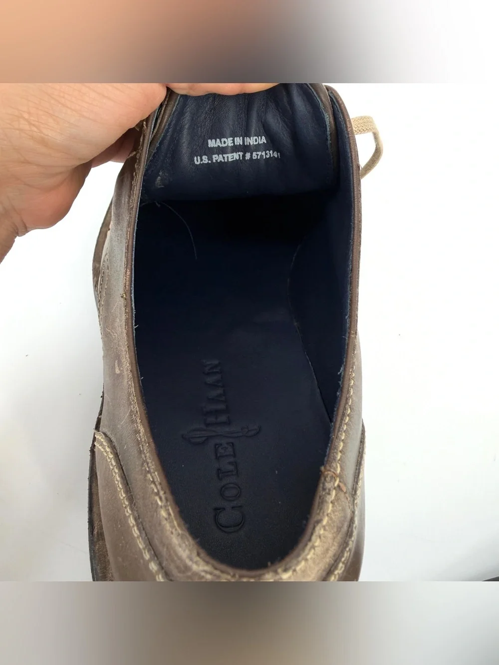Cole Haan AIR Stratton Distressed Brown Leather Oxford Rugged Lace Up US 8.5M